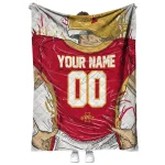 personalized iowa state cyclones player sketch red gray quilt blanket best selling