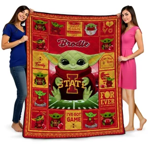 personalized iowa state cyclones yody baby pattern red quilt blanket best selling
