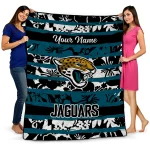 personalized jacksonville jaguars layered florals teal white quilt blanket best selling