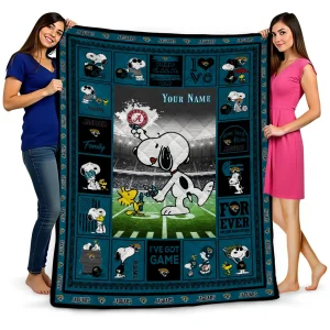 personalized jacksonville jaguars snoopy coach teal quilt blanket best selling