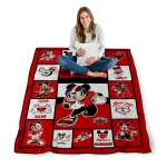 personalized jacksonville state gamecocks mickey crimson red white quilt blanket best selling