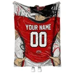 personalized jacksonville state gamecocks player sketch red gray quilt blanket best selling