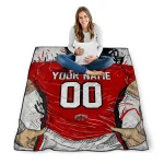 personalized jacksonville state gamecocks player sketch red gray quilt blanket best selling