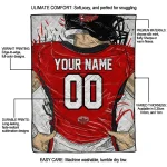 personalized jacksonville state gamecocks player sketch red gray quilt blanket best selling