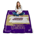 personalized james madison dukes grunge patch purple white quilt blanket best selling