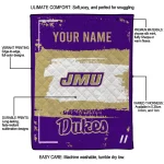 personalized james madison dukes grunge patch purple white quilt blanket best selling