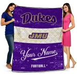 personalized james madison dukes hibiscus burst purple white quilt blanket best selling