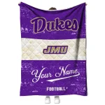 personalized james madison dukes hibiscus burst purple white quilt blanket best selling