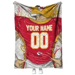 personalized kansas city chiefs player sketch red gray quilt blanket best selling