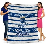 personalized kansas city royals layered florals royal blue white quilt blanket best selling
