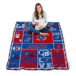 personalized kansas jayhawks helmet passion blue quilt blanket best selling