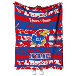personalized kansas jayhawks layered florals blue white quilt blanket best selling