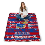 personalized kansas jayhawks layered florals blue white quilt blanket best selling