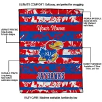 personalized kansas jayhawks layered florals blue white quilt blanket best selling
