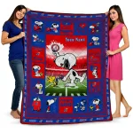 personalized kansas jayhawks snoopy coach blue quilt blanket best selling