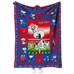 personalized kansas jayhawks snoopy coach blue quilt blanket best selling
