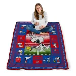 personalized kansas jayhawks snoopy coach blue quilt blanket best selling