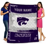 personalized kansas state wildcats grunge patch purple white quilt blanket best selling