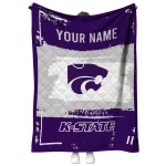 personalized kansas state wildcats grunge patch purple white quilt blanket best selling