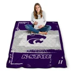 personalized kansas state wildcats grunge patch purple white quilt blanket best selling