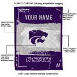 personalized kansas state wildcats grunge patch purple white quilt blanket best selling