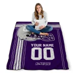personalized kansas state wildcats helmet theme purple quilt blanket best selling