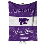 personalized kansas state wildcats hibiscus burst purple white quilt blanket best selling