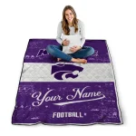 personalized kansas state wildcats hibiscus burst purple white quilt blanket best selling