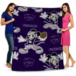 personalized kansas state wildcats mickey football purple quilt blanket best selling