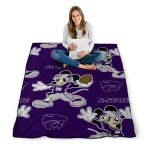 personalized kansas state wildcats mickey football purple quilt blanket best selling