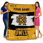 personalized kennesaw state owls grunge patch gold white quilt blanket best selling