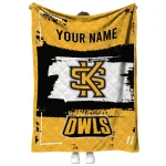 personalized kennesaw state owls grunge patch gold white quilt blanket best selling