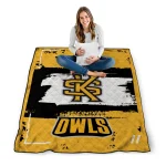 personalized kennesaw state owls grunge patch gold white quilt blanket best selling