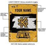 personalized kennesaw state owls grunge patch gold white quilt blanket best selling