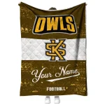 personalized kennesaw state owls hibiscus burst gold white quilt blanket best selling