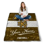 personalized kennesaw state owls hibiscus burst gold white quilt blanket best selling