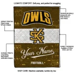 personalized kennesaw state owls hibiscus burst gold white quilt blanket best selling