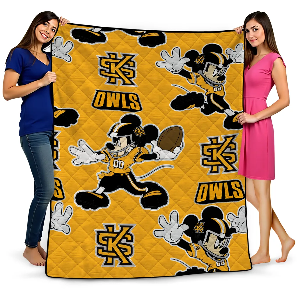personalized kennesaw state owls mickey football gold quilt blanket best selling personalized kennesaw state owls mickey football gold quilt blanket best selling