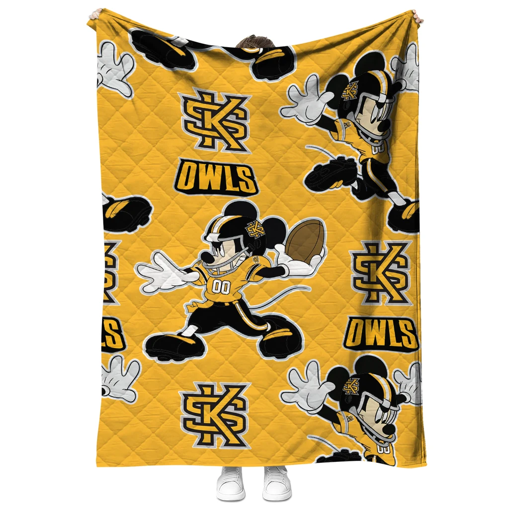 personalized kennesaw state owls mickey football gold quilt blanket fashion forward personalized kennesaw state owls mickey football gold quilt blanket fashion forward