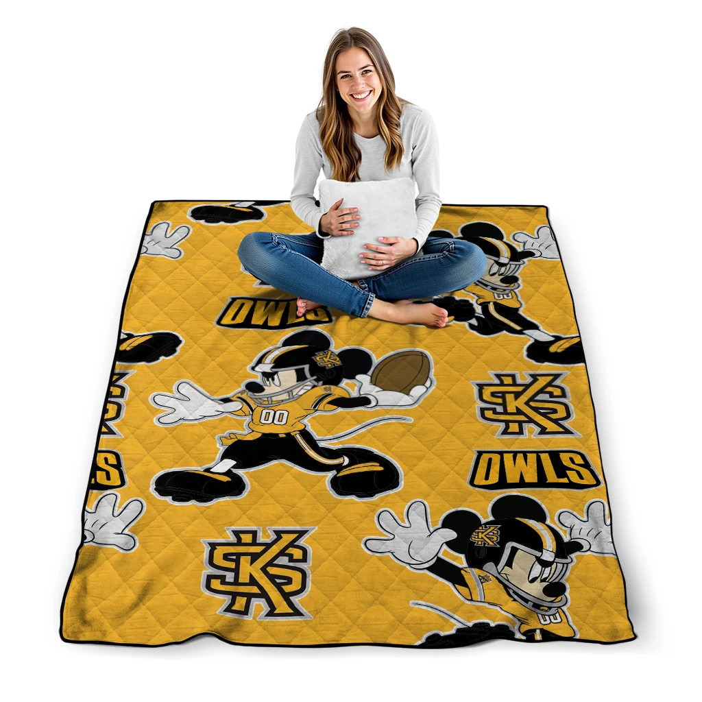 personalized kennesaw state owls mickey football gold quilt blanket high quality personalized kennesaw state owls mickey football gold quilt blanket high quality