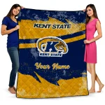 personalized kent state golden flashes brushstroke layers navy blue quilt blanket best selling