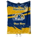 personalized kent state golden flashes brushstroke layers navy blue quilt blanket best selling