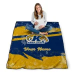 personalized kent state golden flashes brushstroke layers navy blue quilt blanket best selling