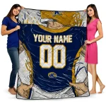 personalized kent state golden flashes player sketch navy blue gray quilt blanket best selling