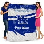 personalized kentucky wildcats brushstroke layers blue quilt blanket best selling