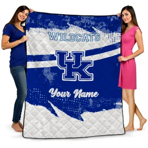 personalized kentucky wildcats brushstroke layers blue quilt blanket best selling