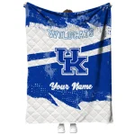 personalized kentucky wildcats brushstroke layers blue quilt blanket best selling