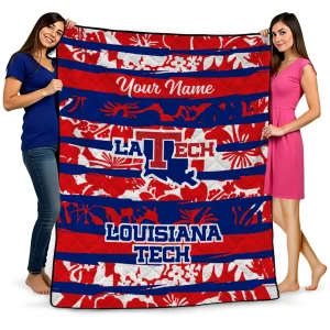 personalized la tech layered florals blue white quilt blanket best selling