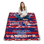 personalized la tech layered florals blue white quilt blanket best selling