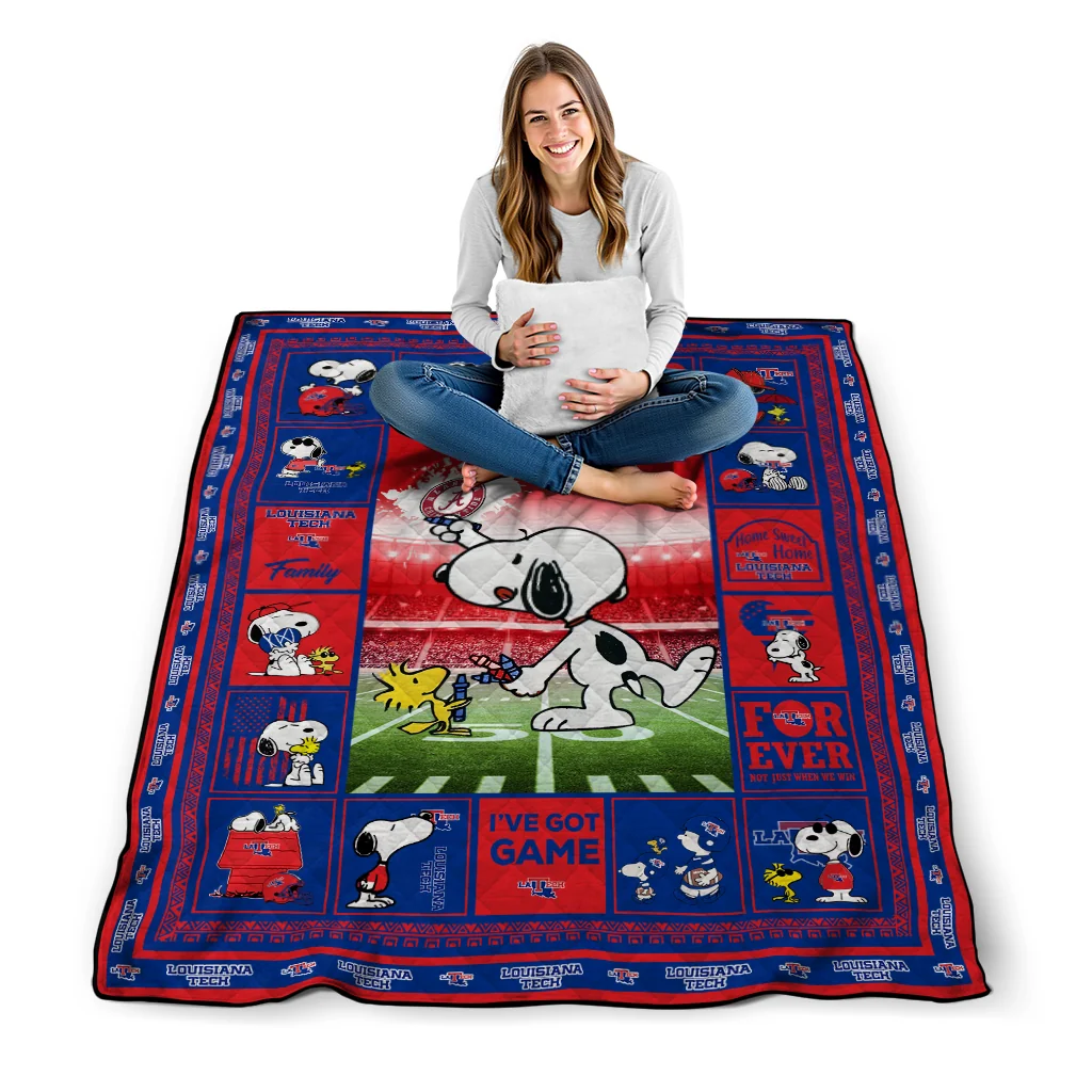 personalized la tech snoopy coach blue quilt blanket high quality personalized la tech snoopy coach blue quilt blanket high quality